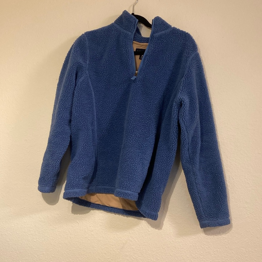 Lands End Navy Teddy Quarter Zip Pullover Sweater